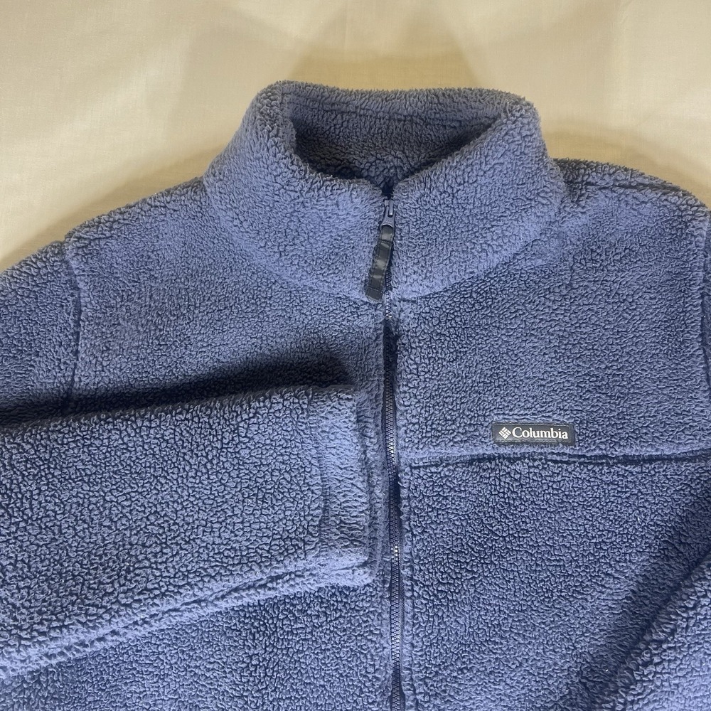 Columbia Sherpa Fleece Jacket Full Zip Blue Mens XL